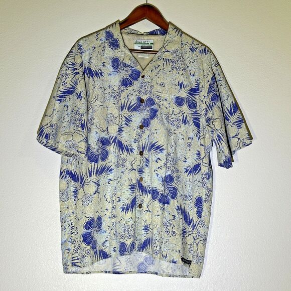 ExOfficio Men Shirt Large Buzz Off Insect Shield Vented Button Floral Hawaiian - Picture 1 of 12